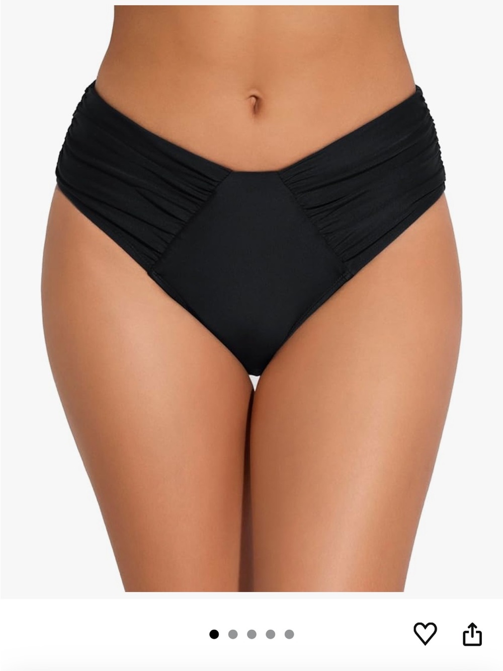 Black Ruched Swim Bottoms - Women Swim Size Large